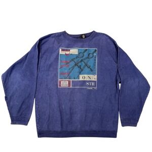 Vintage 1993 Structure Activewear Mens Navy Blue Graphic Sweatshirt Large USA